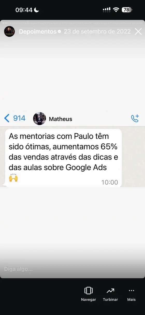 Depoimento: aumento de 65% nas vendas com as mentorias