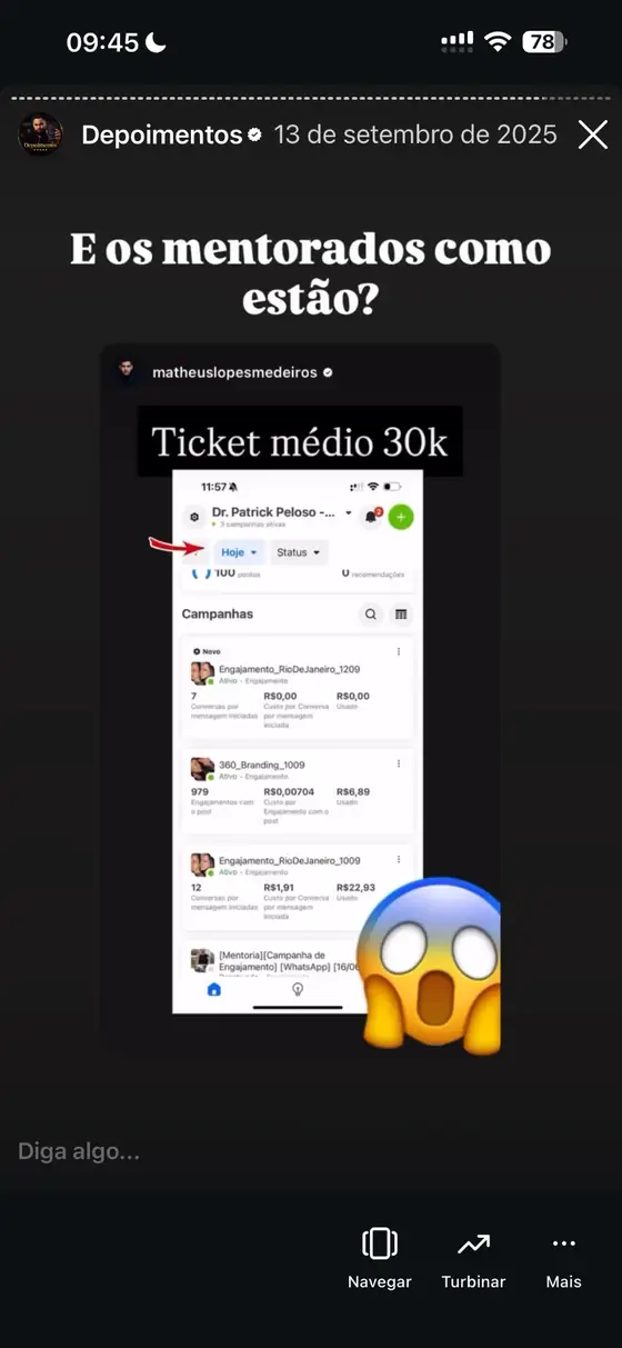 Resultado de mentorado com ticket médio alto